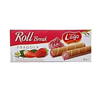 LAGO WAFER ROLL BREAK STRAWBERRY 80G (1 X 24)